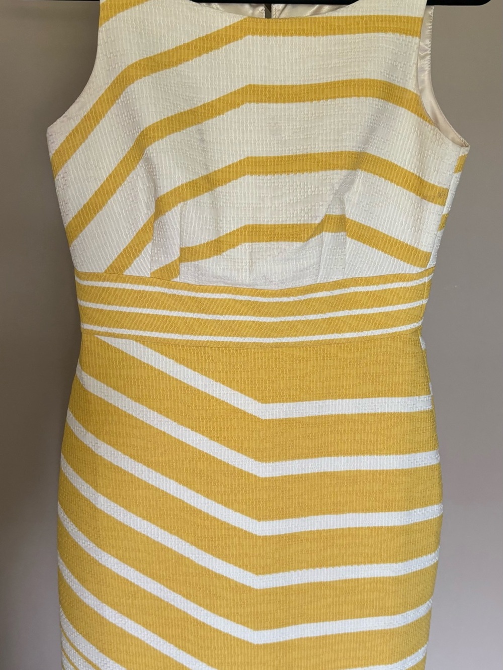 The Limited Sunrise Chevron Stripe Fit & Flare Dress -Yellow & White Fully Lined